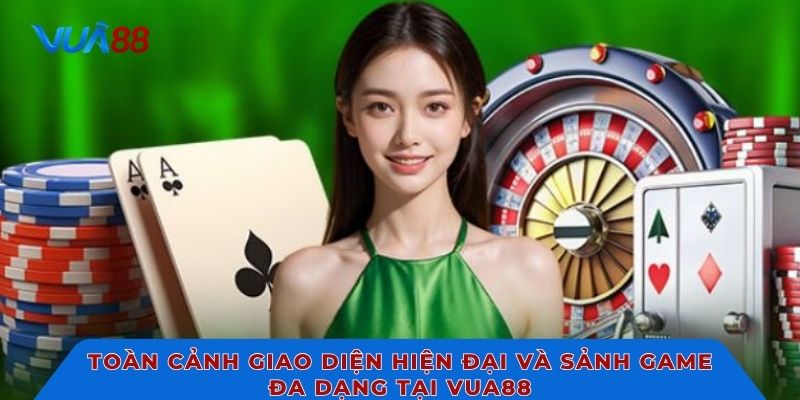 Toàn cảnh giao diện hiện đại và sảnh game đa dạng tại Vua88